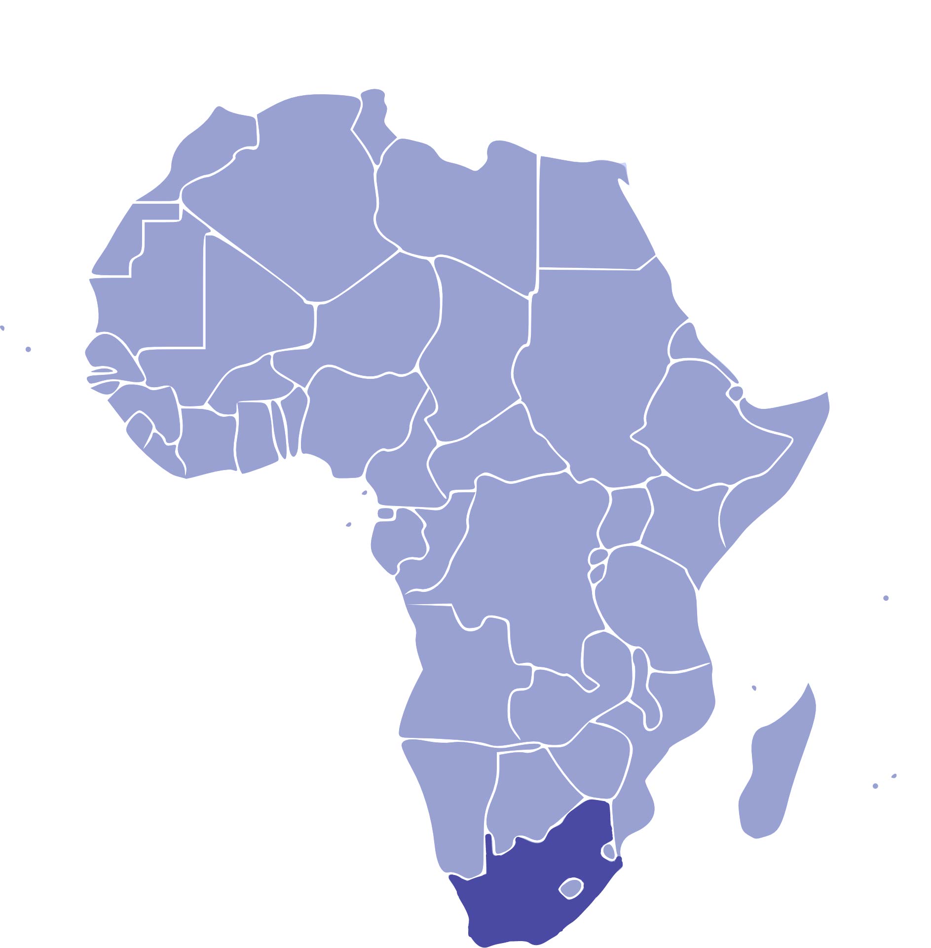 South Africa South Africa in the map of Africa.